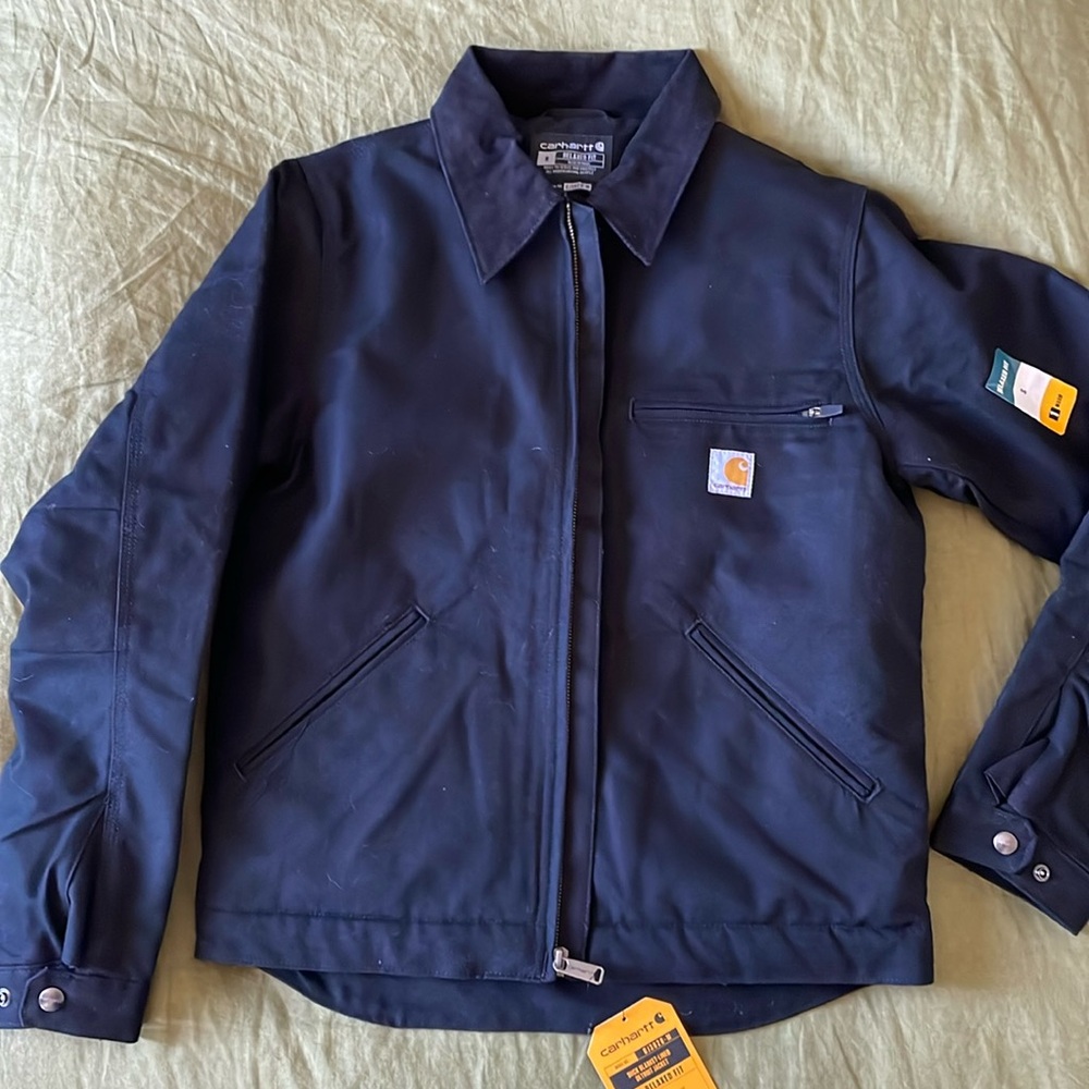 NWT Carhartt black canvas Duck Blanket-lined Detroit Jacket Size Small
